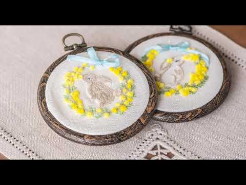 大久野島のうさぎとミモザの花刺繍キット - YouTube