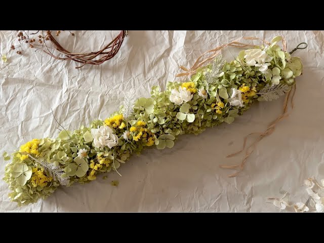 アナベルの縦長ガーランド【アナベル】【紫陽花】【ドライフラワー
