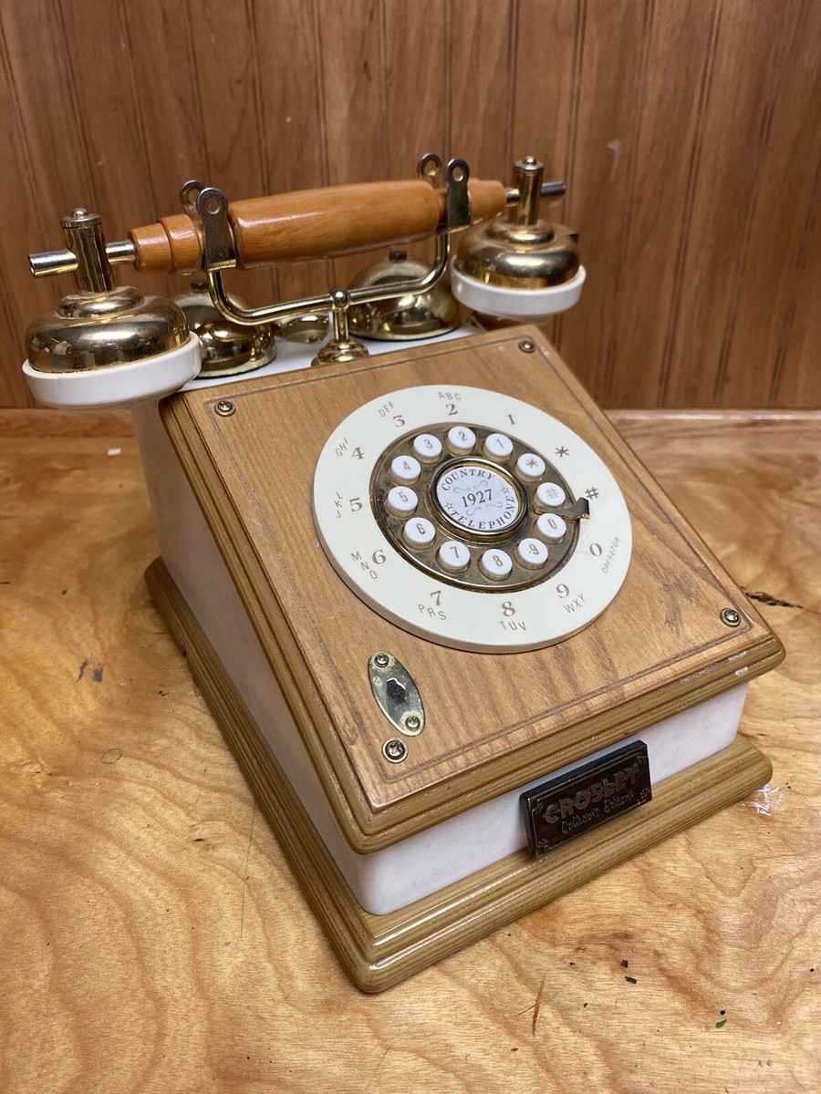 1927 Reproduction Wood Antique White And Wood Phone Telephone By