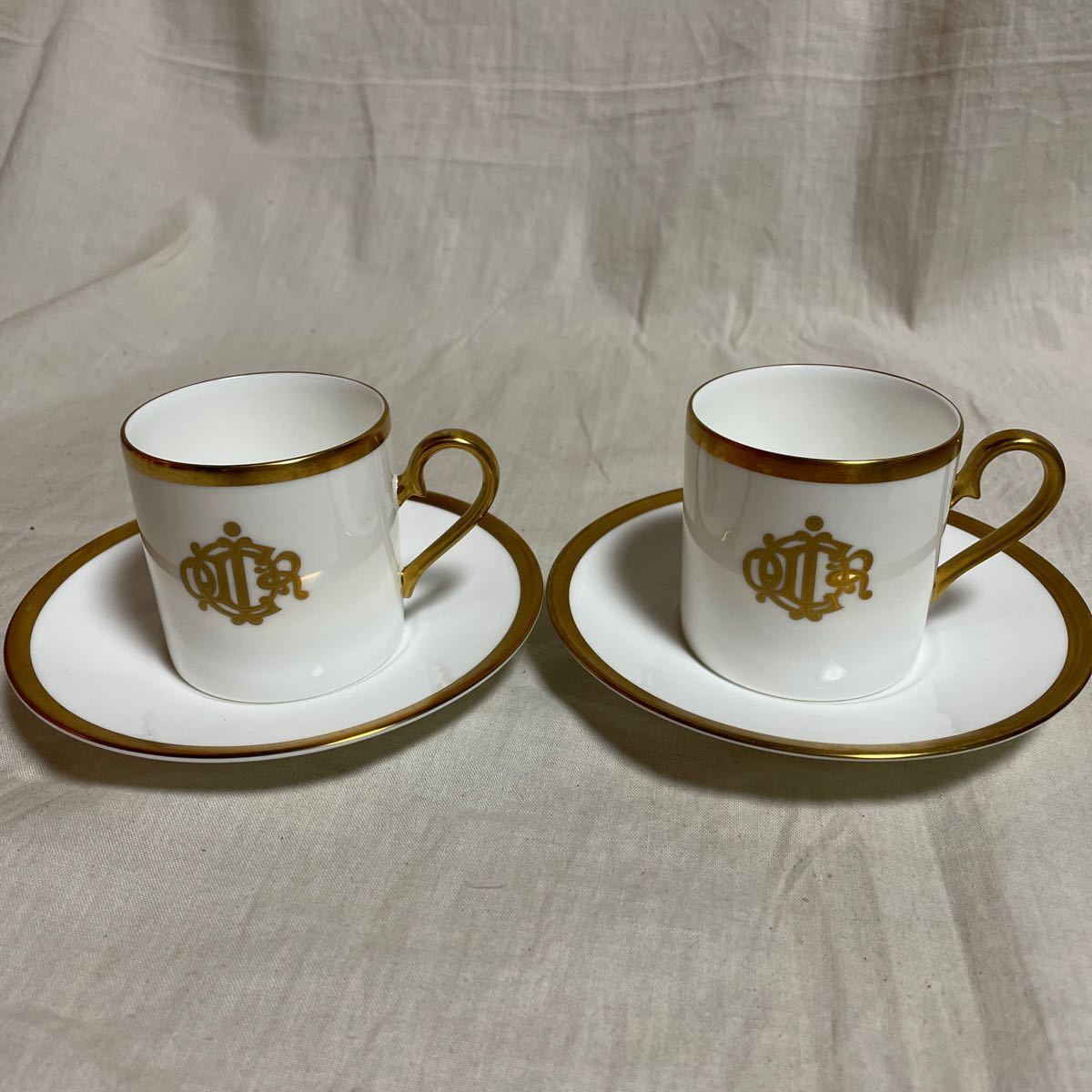 Christian Dior ART DE LA TABLE Pair Cup & Saucer Tableware Logo