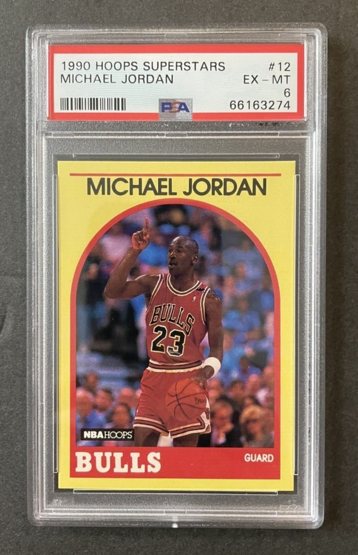 1990 Hoops Superstars Michael Jordan (Yellow Border) PSA MINT 6