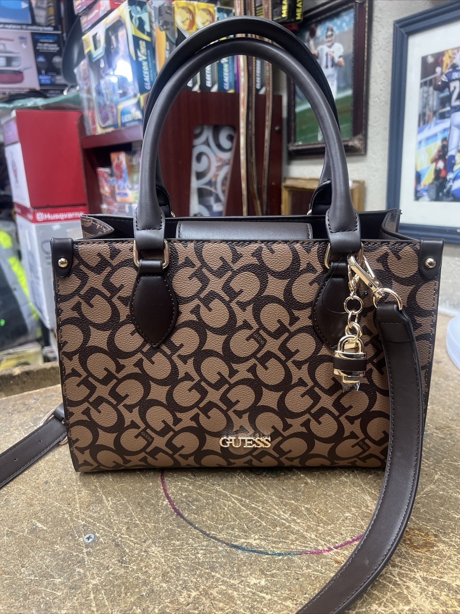 Guess Castalia Cocoa Medium Size Top Handle Crossbody Bag Purse