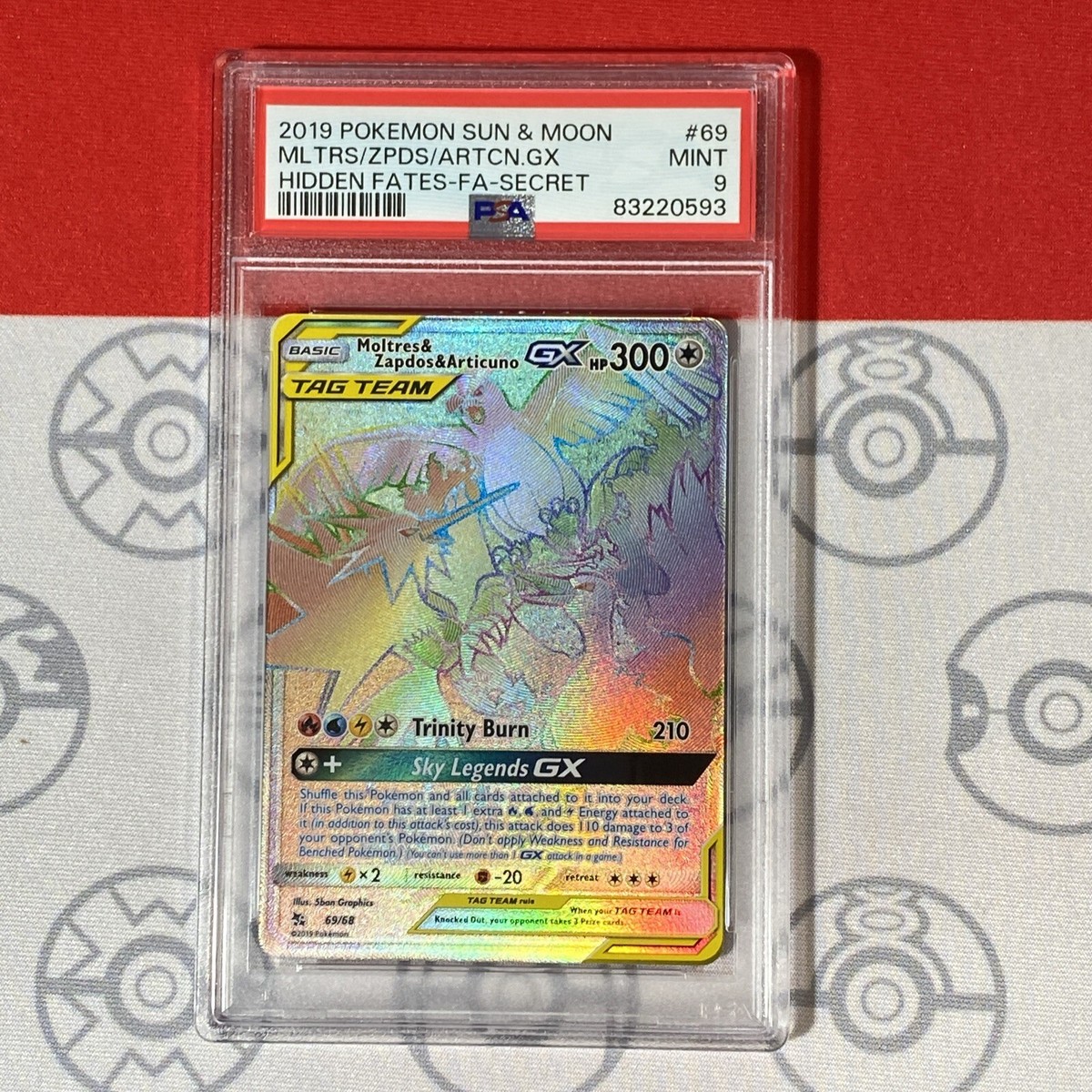 PSA 9 Moltres & Zapdos & Articuno GX 69/68 2019 Hidden Fates