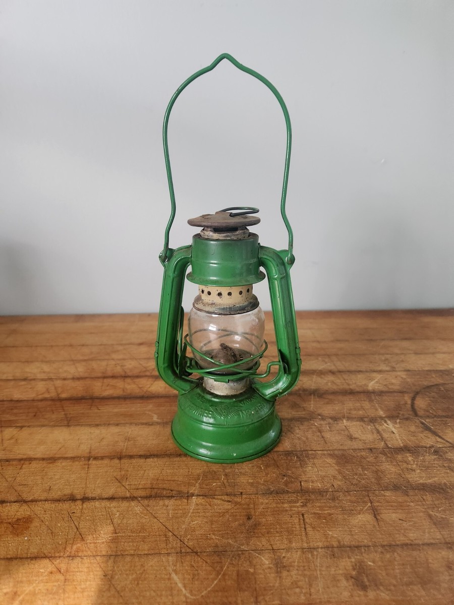 Vintage Lantern Kerosine Small Green Lamp Wingedwheel 7 1/4 ln