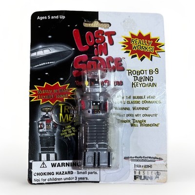 Lost in Space Robot B9 Talking Keychain From Basic Fun 1997 for
