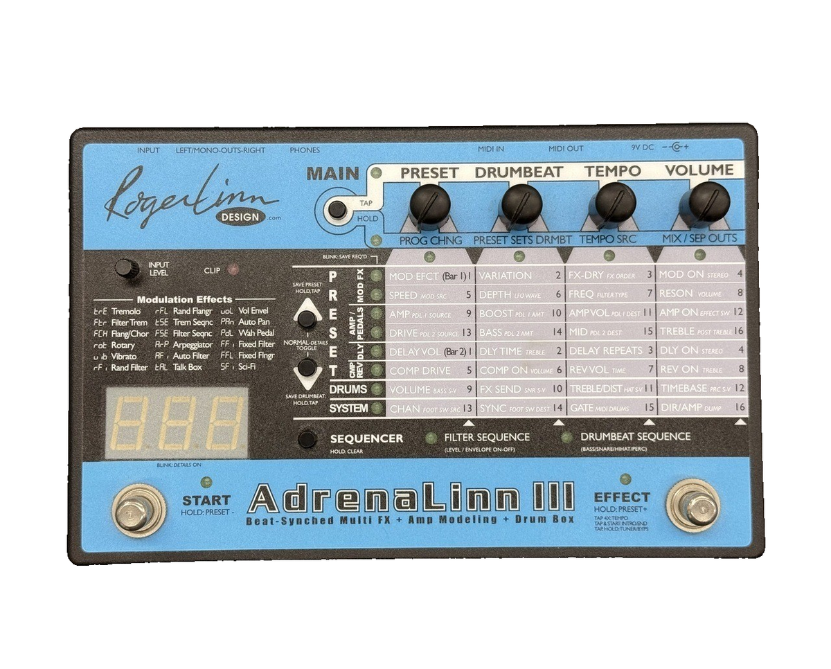 Roger Linn AdrenaLinn III Guitar Pedal Multi FX Drum Box Tested w