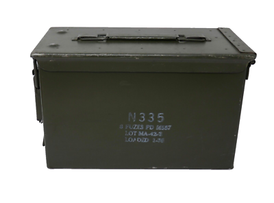 N335 8 FUZES PD M557 LOT MA-36-12 LOADED Metal Military Ammo Box