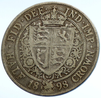 1898 UK Great Britain United Kingdom VICTORIA 1/2 Half Crown