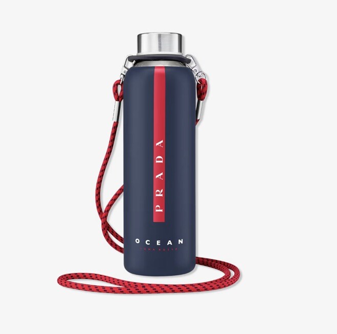 Prada Beauty Luna Rossa Screw-Top & Handle 16 oz Water Bottle In