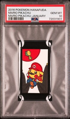Pokemon Mario Pikachu Rare Pokemon Hanafuda Card - PSA 10 Gem Mint