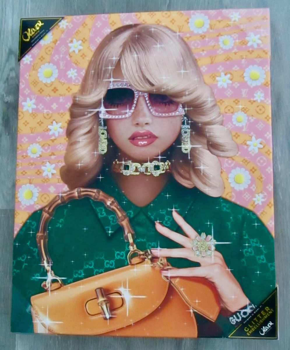 OLIVER GAL CANVAS WALL ART LV GUCCI GLITTER EMBELLISHMENT 16