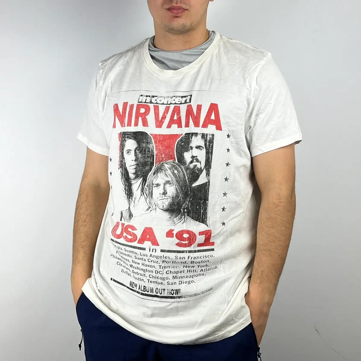 RHCP×NIRVANA 91年ツアーTシャツ XL / 白 ブート RHCP×NIRVANA 91年