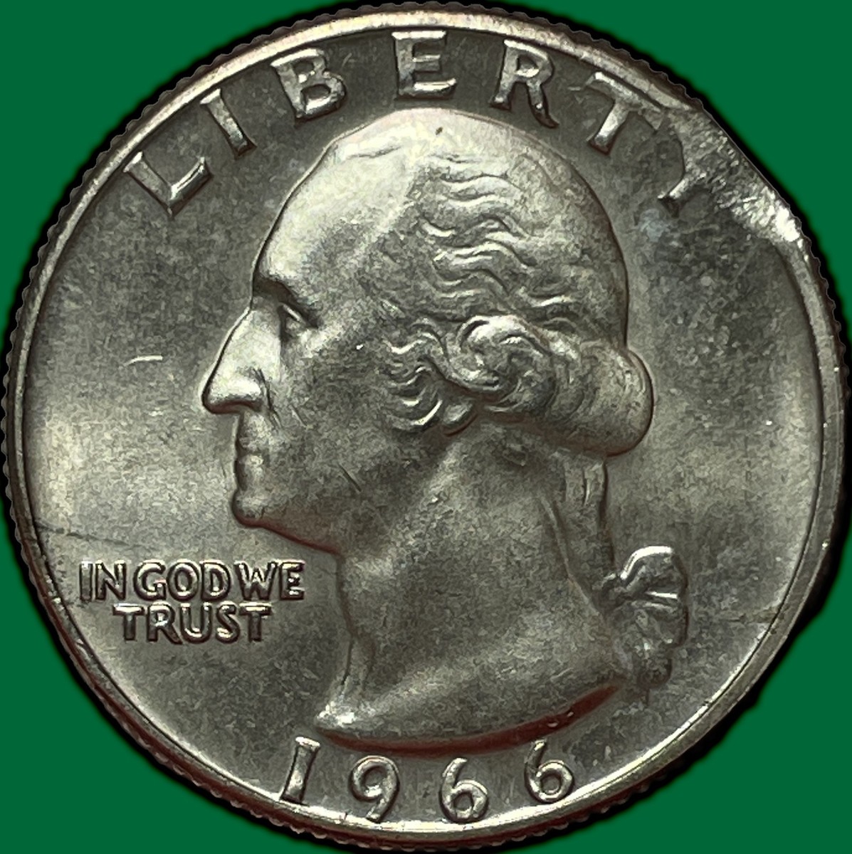 1966 Clipped Planchet Error Washington Quarter Uncirculated BU