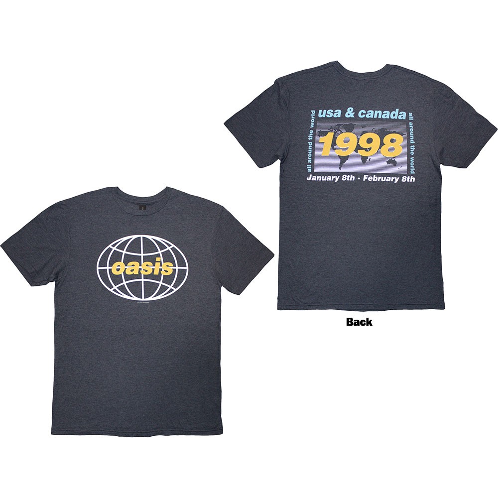 Oasis 1998 World Tour - USA/Canada T-Shirt Blue New | eBay