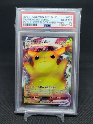 2021 Pikachu Vmax 054/S-P Indonesian Tournament Winner Card PSA 10