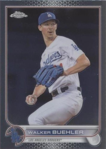 NM Mint 2022 Topps Heritage SP Walker Buehler Chrome Blue Sparkle