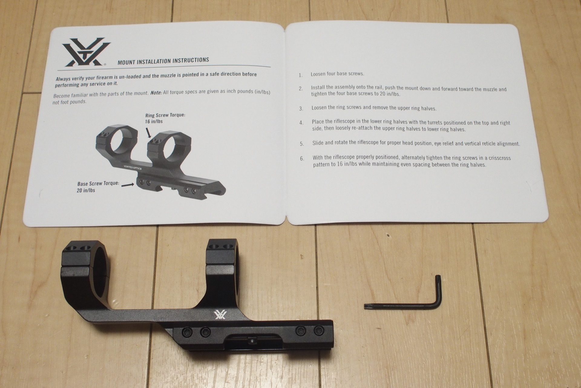 Vortex Optics製 30mmチューブ径対応のワンピース マウントリング、CM