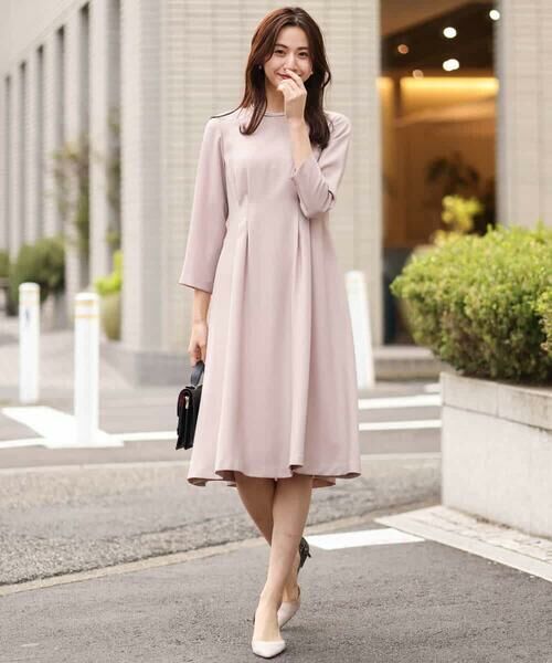 サテンジョーゼット タックワンピース （ロング・マキシ丈ワンピース