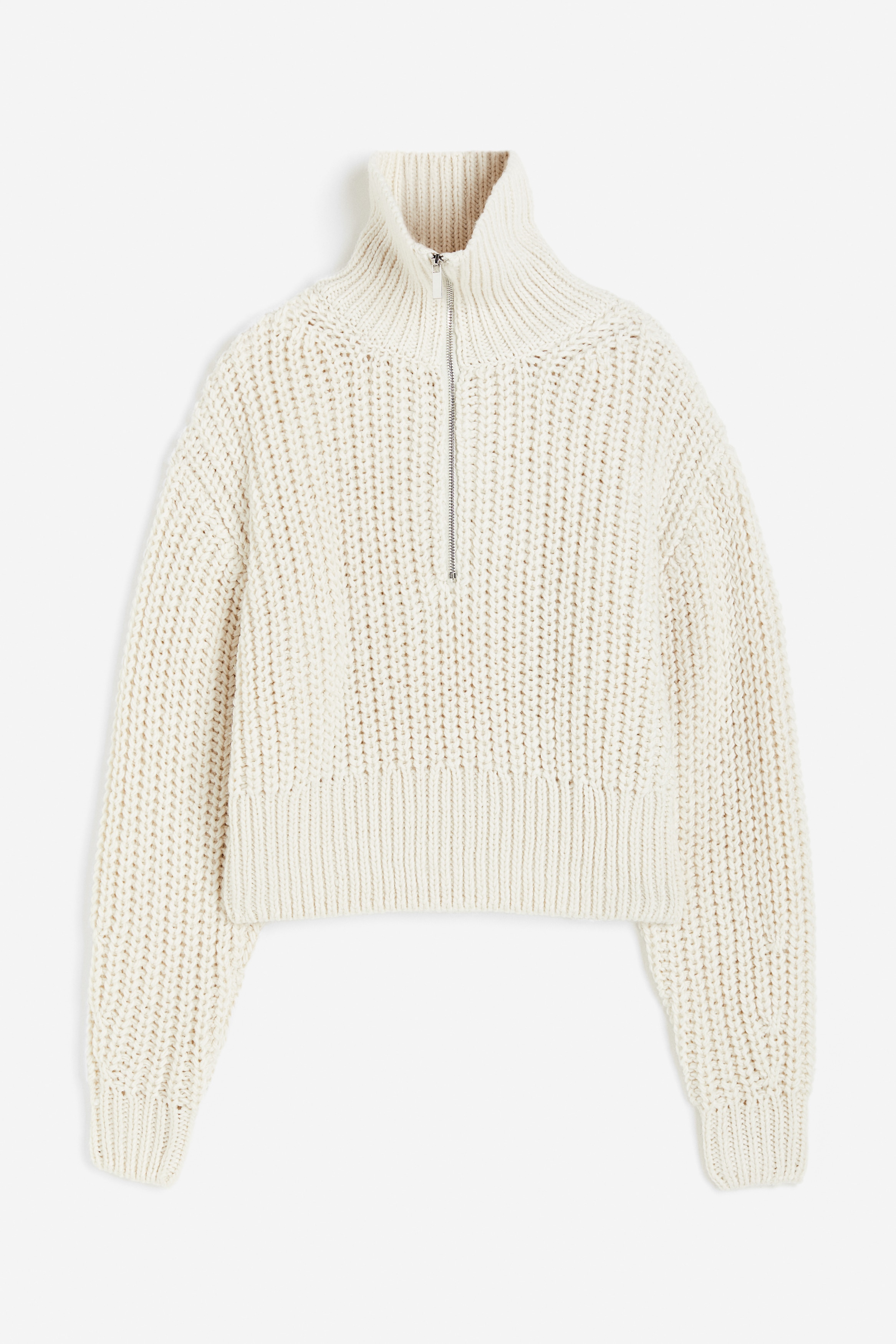 Women's Cream Chunky-knit Half-zip Sweater | H&M CA
