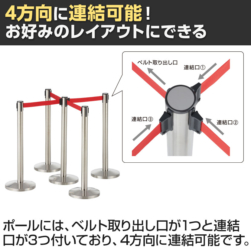 送料無料】 【8台セット】ベルトパーテーション スタッキング ポール
