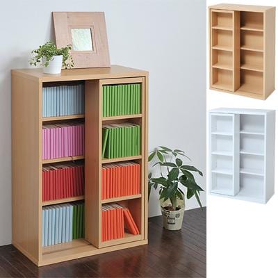 送料無料】 ディスプレイラック 6BOX スライド書棚 ロータイプ