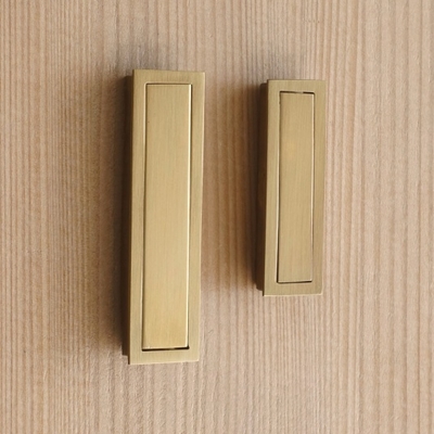 和風取手 薄型引出取手・座付き 真鍮磨き | 室金物オンラインストア