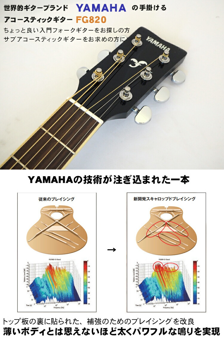 楽天市場】YAMAHA アコースティックギター 初心者10点セット FG820 SB