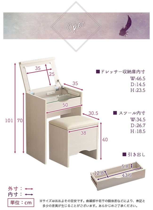 楽天市場】ドレッサー 鏡台 デスク 2点セット デザイン コスメ ミラー