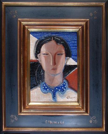 島田章三、【雪の日に赤い手袋】、新品高級額 額装付、希少画集画、状態良好 島田章三 『赤い花』 [古美術こもれび] 骨董,掛軸,絵画の買取と販売,名古屋