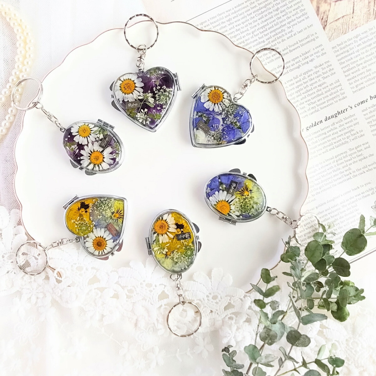 両面コンパクトミラー キーホルダー金具- 手作り雑貨屋 * 雑貨好き