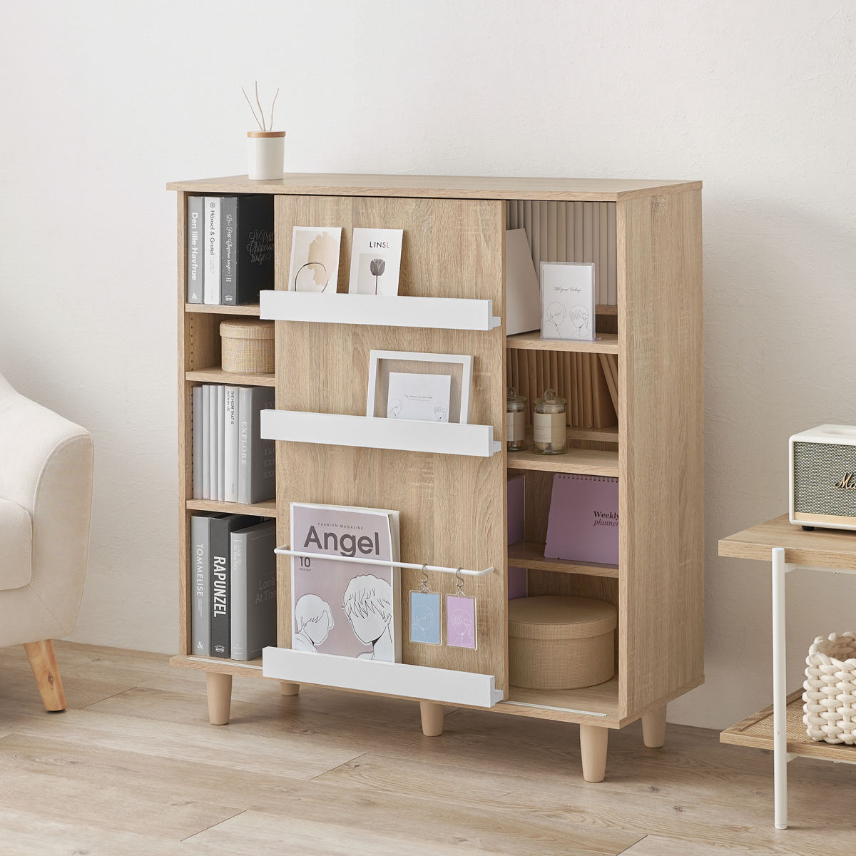 楽天市場】本棚 幅90.5cm コミック約400冊収納 スライドラック 可動棚