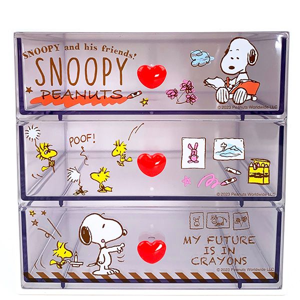 スヌーピー 3段チェスト ホワイト 小物入れ デスク周り インテリア