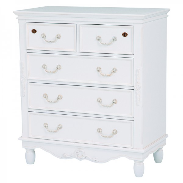 チェスト キャビネット4段 幅80cm 引き出し収納 鍵付き アンティーク