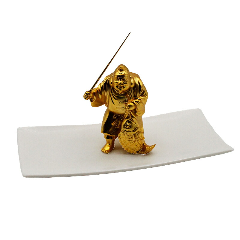 楽天市場】えびす様 恵比寿 えびす 像 福笹船付 24K 純金メッキ 御守り