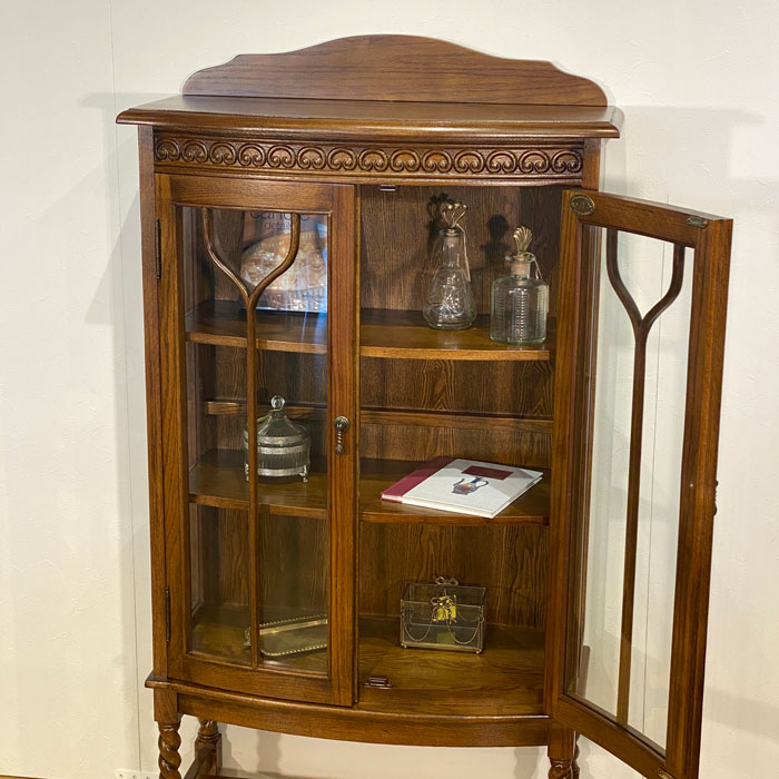 楽天市場】ガラス キャビネット 食器棚 飾り棚 オーク無垢 カップ