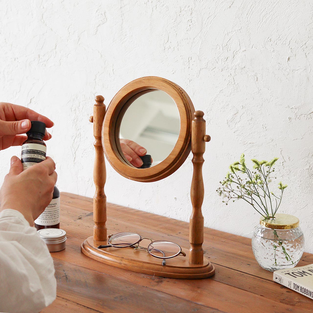 楽天市場】【公式】ナインマーケ パイン スタンドミラー ラウンド