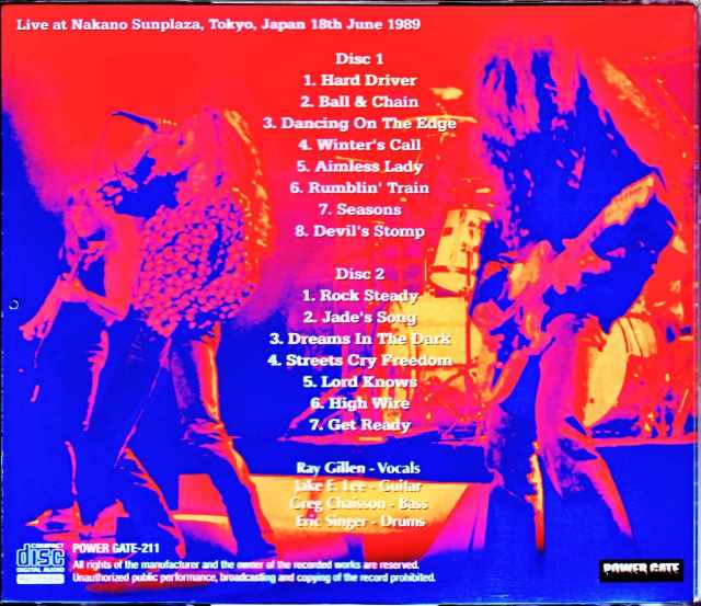 Badlands Jake E. Lee バッドランズ/Tokyo,Japan 6.18.1989