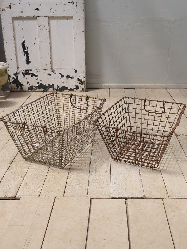 フレンチ アンティーク ワイヤーバスケット 収納 ガーデニング 籠 12718