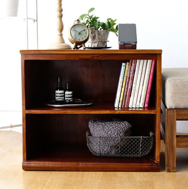 オープンシェルフ 木製 無垢 2段 サイドボード 収納棚 飾り棚