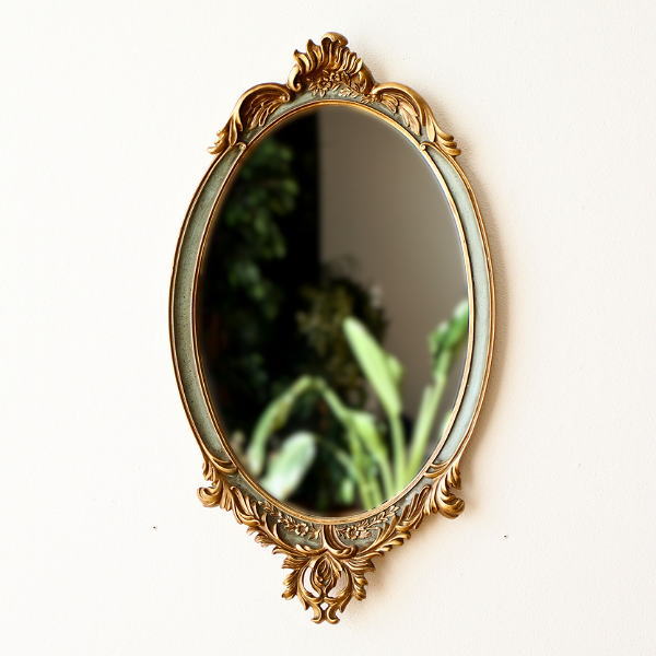 壁掛け鏡 アンティーク ミラー 楕円 ロココ調 おしゃれ ゴールド 彫刻