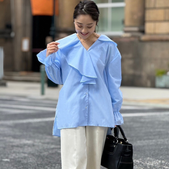 アシメフリルキャンディスリーブブラウス【ネコポスOK】【7i-831-04001】