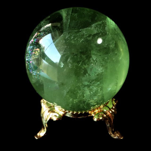 グリーンフローライトスフィア虹♡透明度♡台座セット♡♡ グリーン