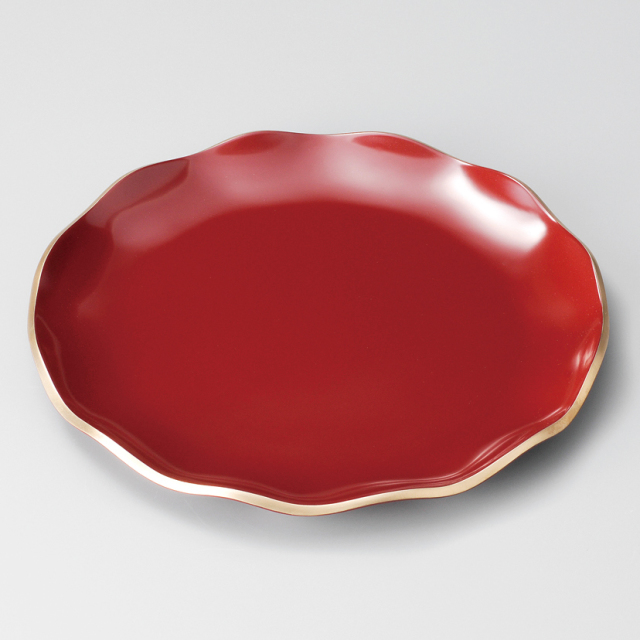 大皿 花こころ 朱/溜 漆塗り 12-07203/07204 漆器の井助