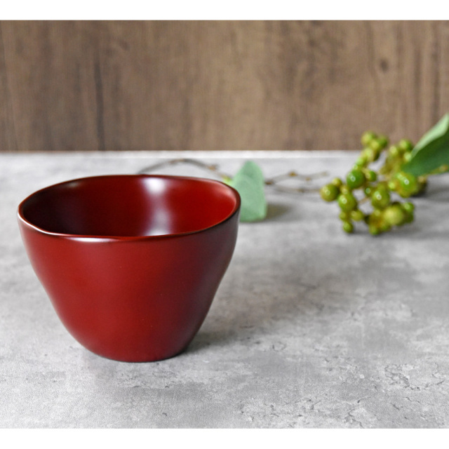 ゆがみカフェ椀 溜/朱/古代朱 漆塗り 12-02806/02807/MK-460 漆器の井助