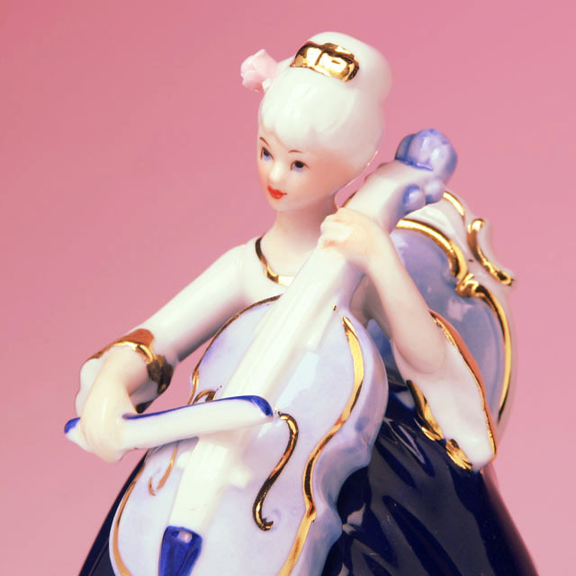 チェロの乙女 レース人形オルゴール 音楽雑貨・アクセサリー専門店