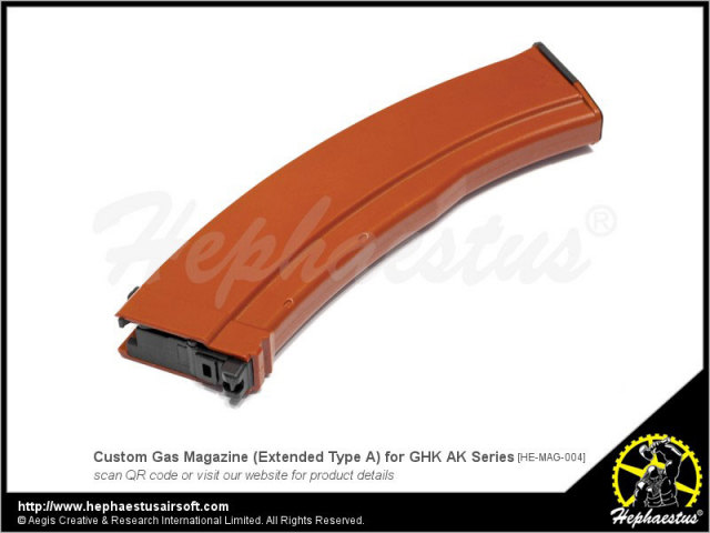 Hephaestus AK74スタイルロングガスマガジン オレンジ GHK AK GBB