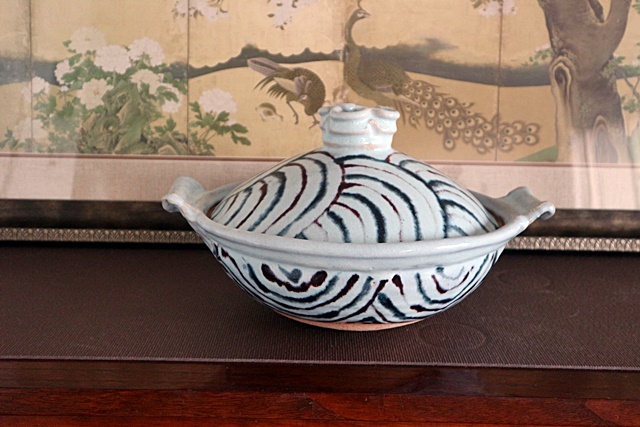 稲葉直人 土鍋 青白釉土鍋波紋土鍋 4～5人用 山帰来～日々のくらし