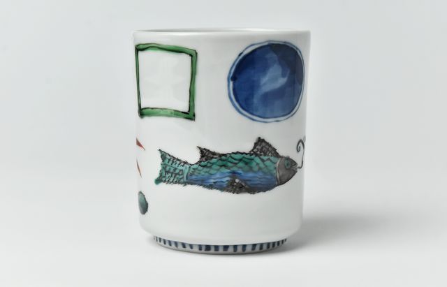 正木春蔵 色絵染附 鳥魚文楕円筒 ｜ 暮らしのうつわ花田 和食器 通販