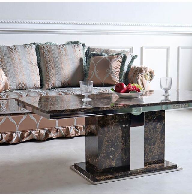 大理石使用 高級センターテーブル 130cm ブラウン｜輸入家具の専門店