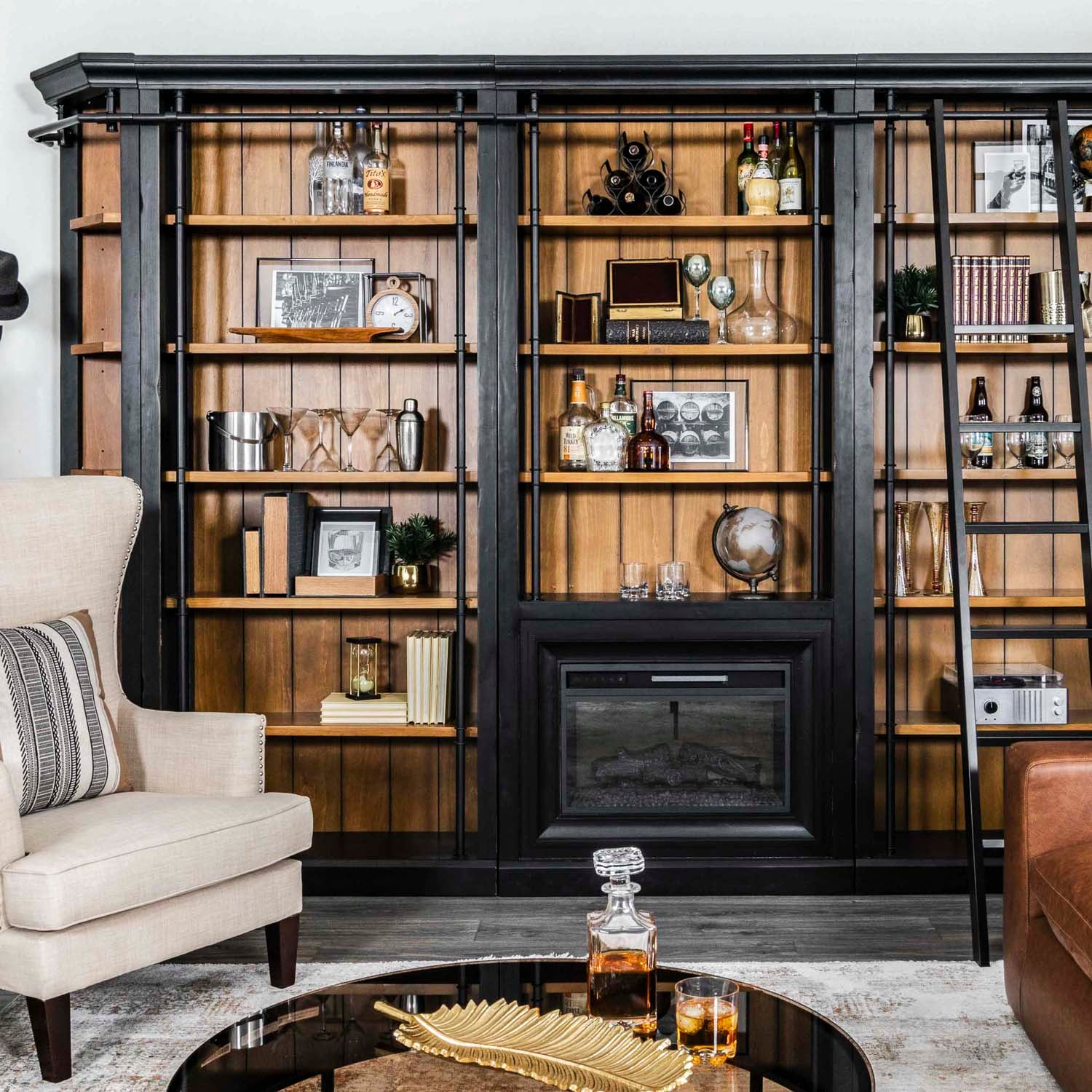 Toulouse Three-Piece Library Wall with Ends | TO-BKCS X3/-594 X2